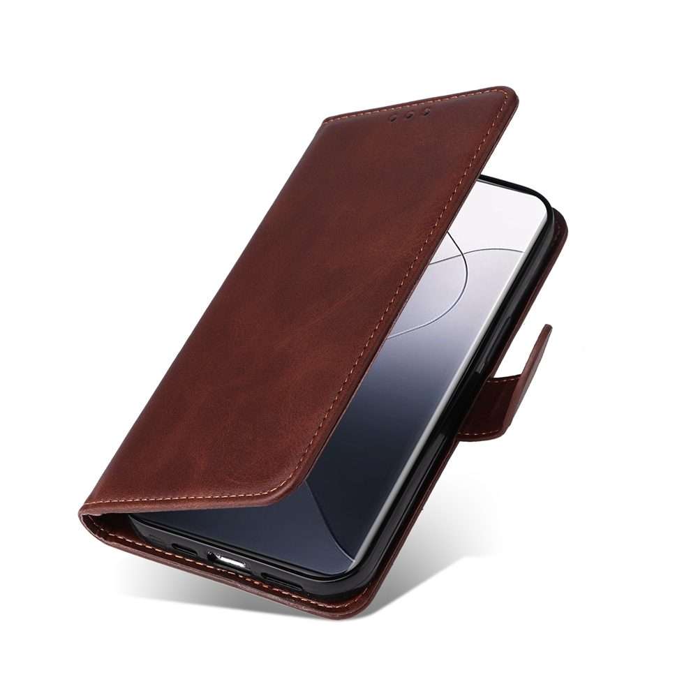 For Xiaomi 14 Pro Classic Calf Texture Flip Leather Phone Case(Brown)