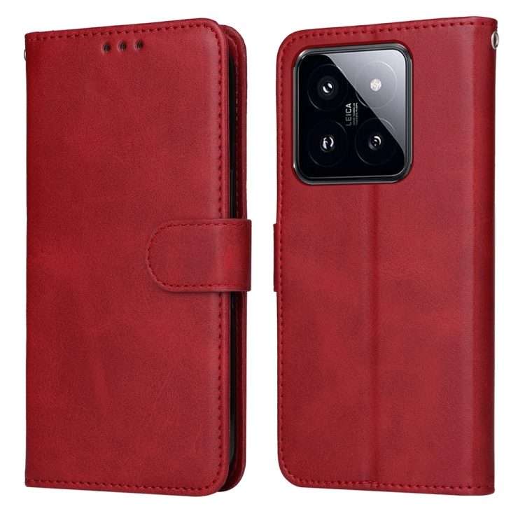 For Xiaomi 14 Pro Classic Calf Texture Flip Leather Phone Case(Red)