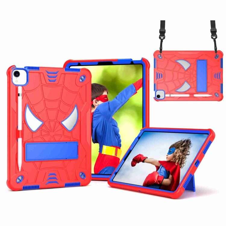 For iPad Pro 11 2021 / Air 5 10.9 Spider Texture Silicone Hybrid PC Tablet Case w ... (Red + Blue)