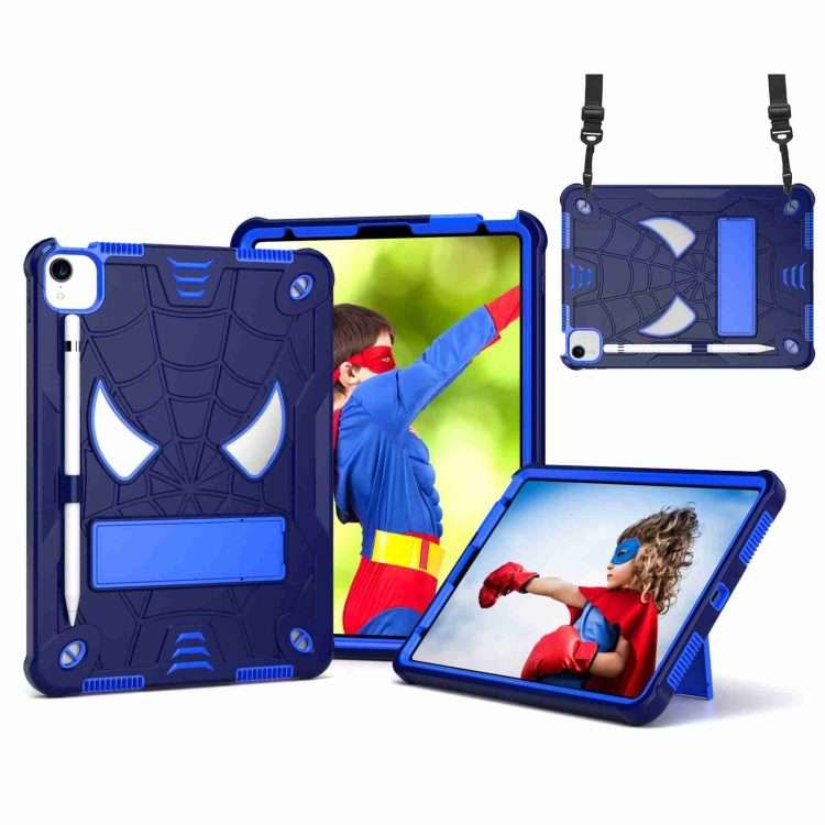 For iPad Pro 11 2021 / Air 5 10.9 Spider Texture Silicone Hybrid PC Tablet ... (Navy Blue + Blue)