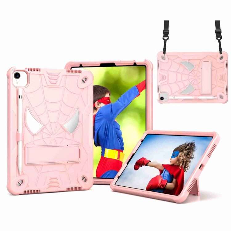 For iPad Pro 11 2021 / Air 5 10.9 Spider Texture Silicone Hybrid PC Tablet Case wi ... (Rose Gold)