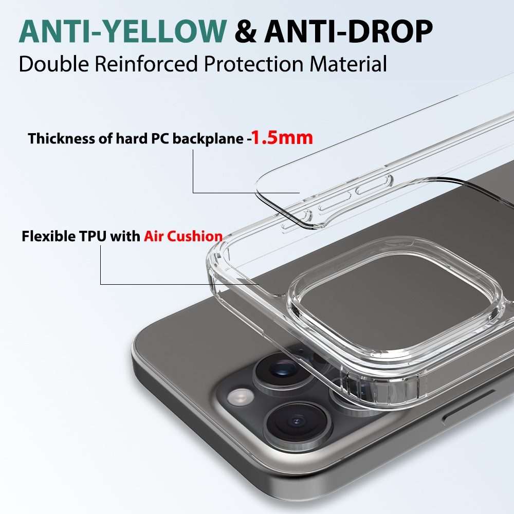 For iPhone 16 Pro Max Scratchproof Acrylic TPU Phone Case(Transparent)