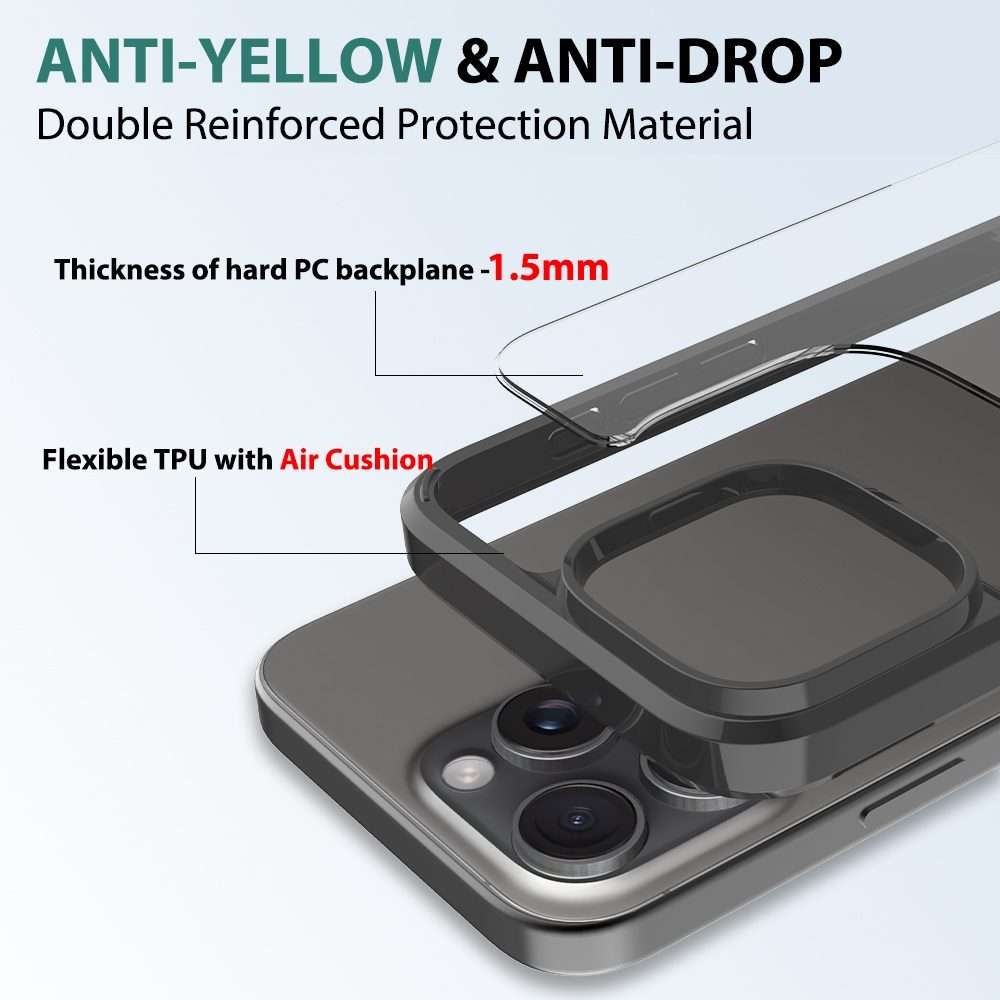 For iPhone 16 Pro Max Scratchproof Acrylic TPU Phone Case(Black)