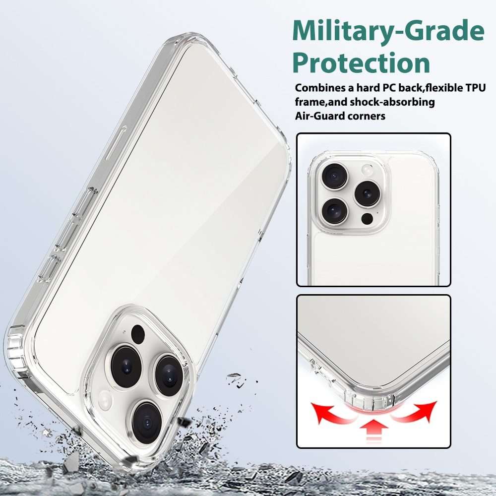 For iPhone 16 Pro Scratchproof Acrylic TPU Phone Case(Transparent)