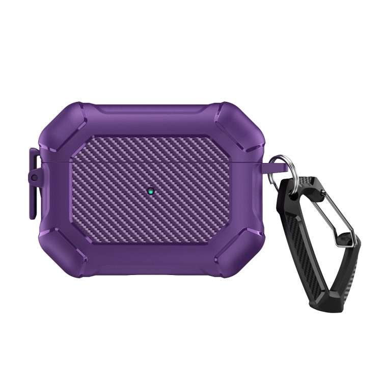For AirPods Pro 2 Carbon Brazing Dimension TPU+PC Headphone Protective Cover with Swi ... (Purple)