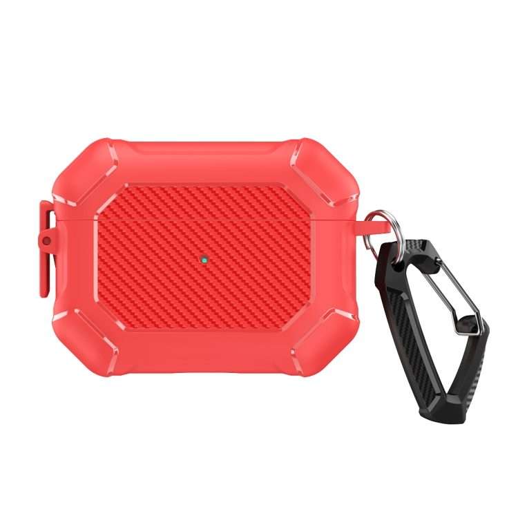 For AirPods Pro 2 Carbon Brazing Dimension TPU+PC Headphone Protective Cover with Switch ... (Red)