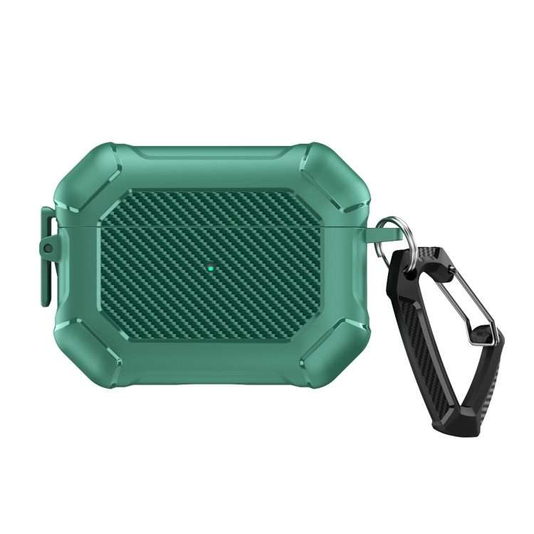 For AirPods Pro 2 Carbon Brazing Dimension TPU+PC Headphone Protective Cover with Swit ... (Green)