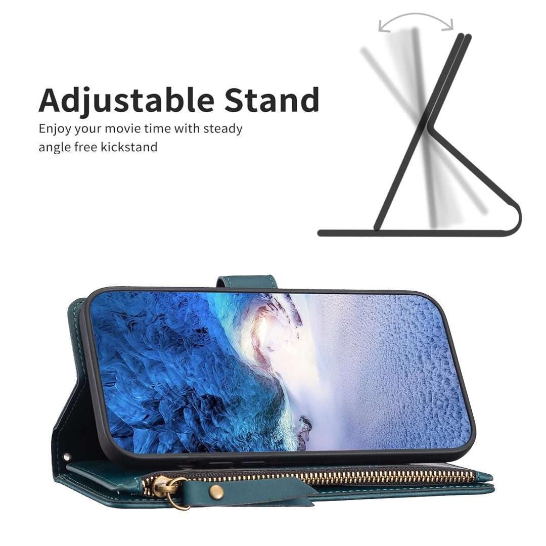 For iPhone 11 Pro 9 Card Slots Zipper Wallet Leather Flip Phone Case(Green)