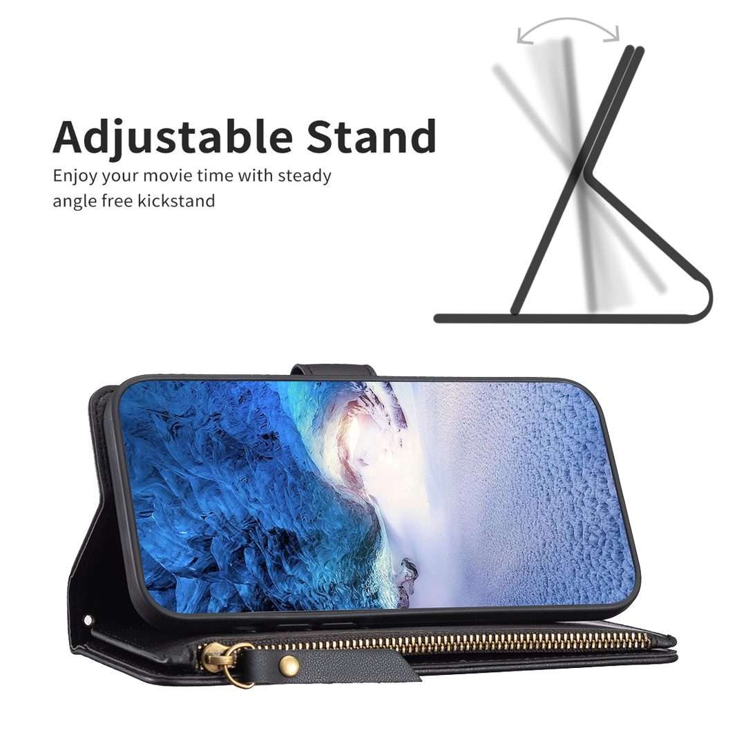 For iPhone 11 Pro 9 Card Slots Zipper Wallet Leather Flip Phone Case(Black)