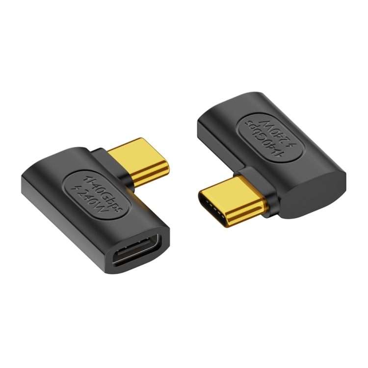 40Gbps 240W USB-C / Type-C Female to USB-C / Type-C Male Side Bend Adapter(Black)