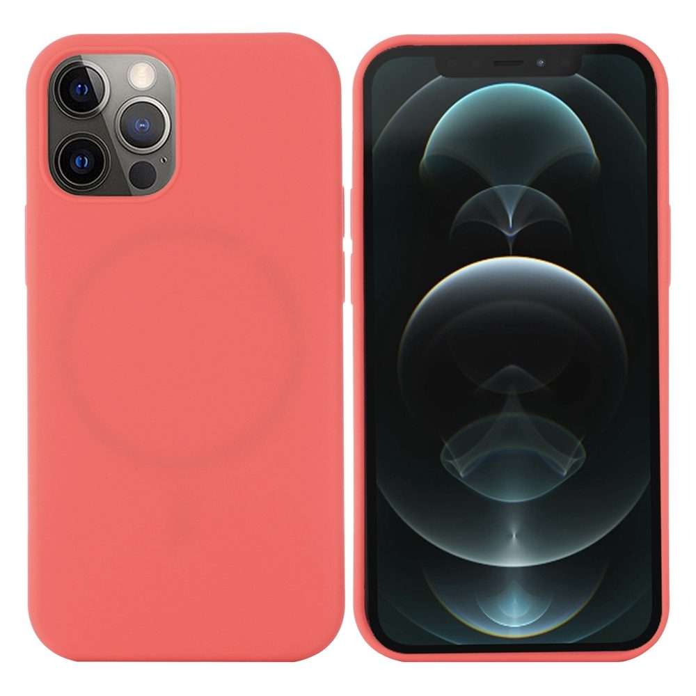 For iPhone 15 Pro Max Shockproof Silicone Magsafe Phone Case(Pink Orange)