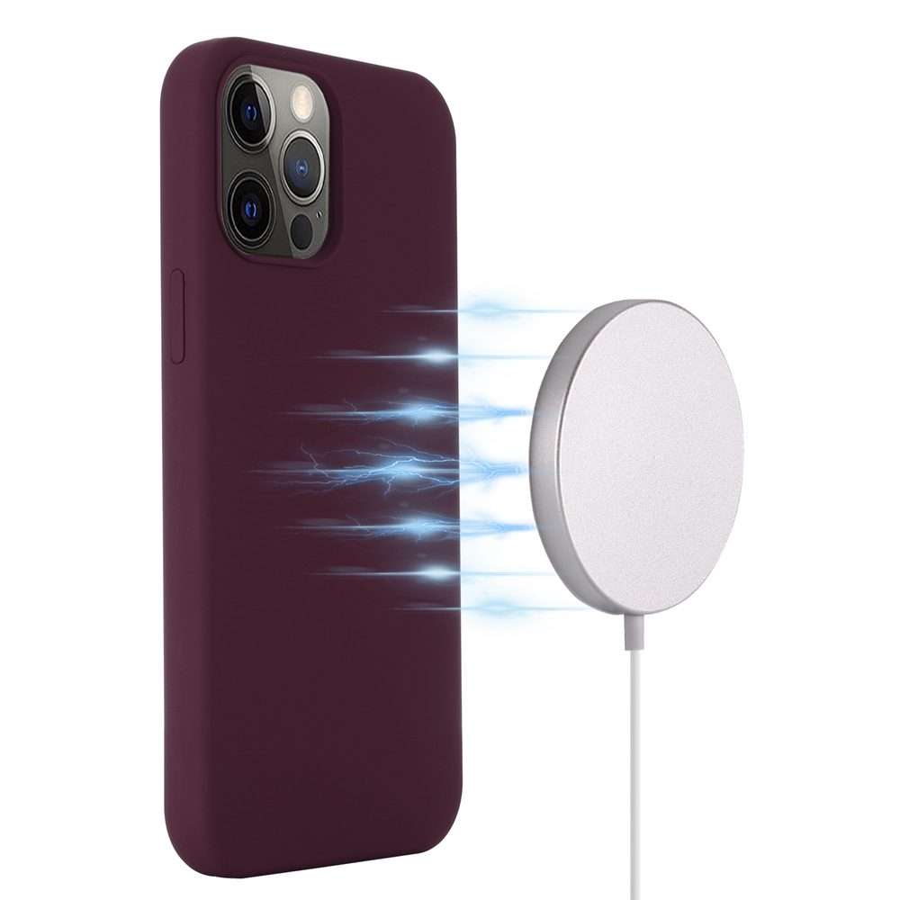 For iPhone 15 Pro Shockproof Silicone Magsafe Phone Case(Plum Color)