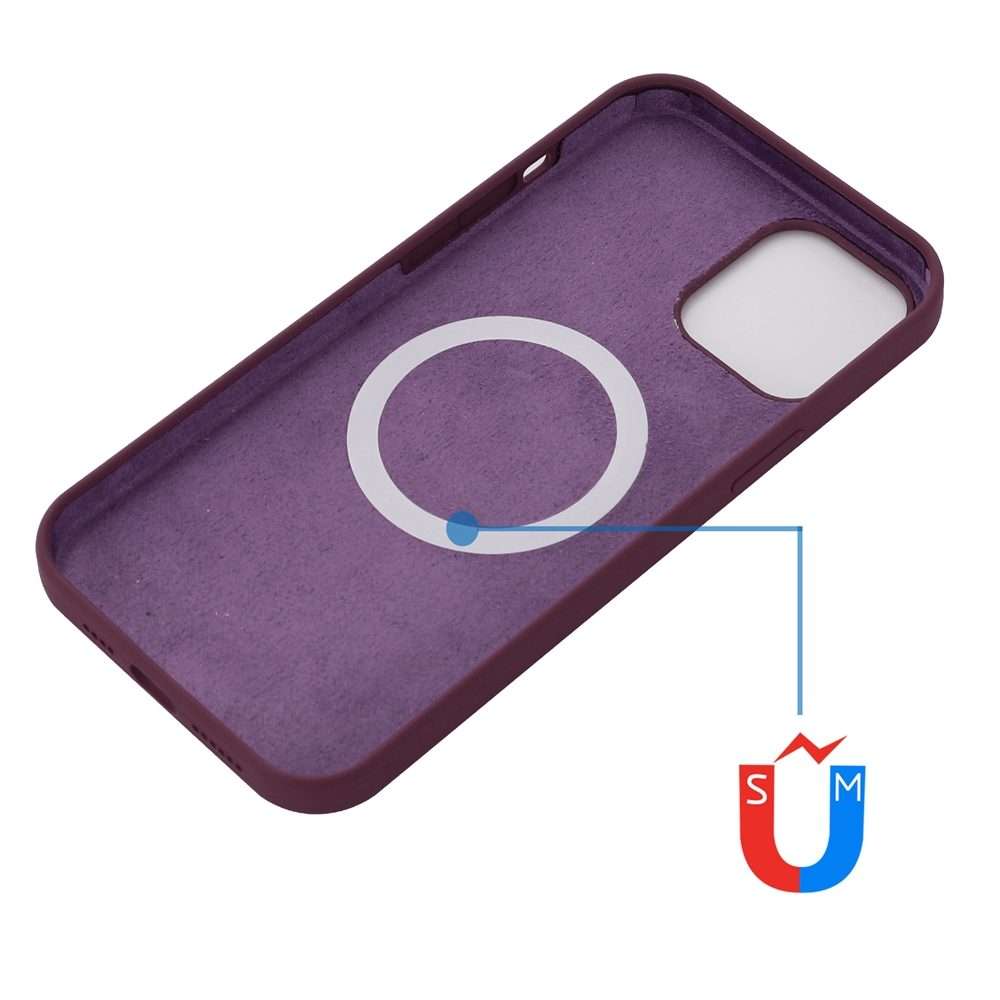 For iPhone 15 Pro Shockproof Silicone Magsafe Phone Case(Plum Color)