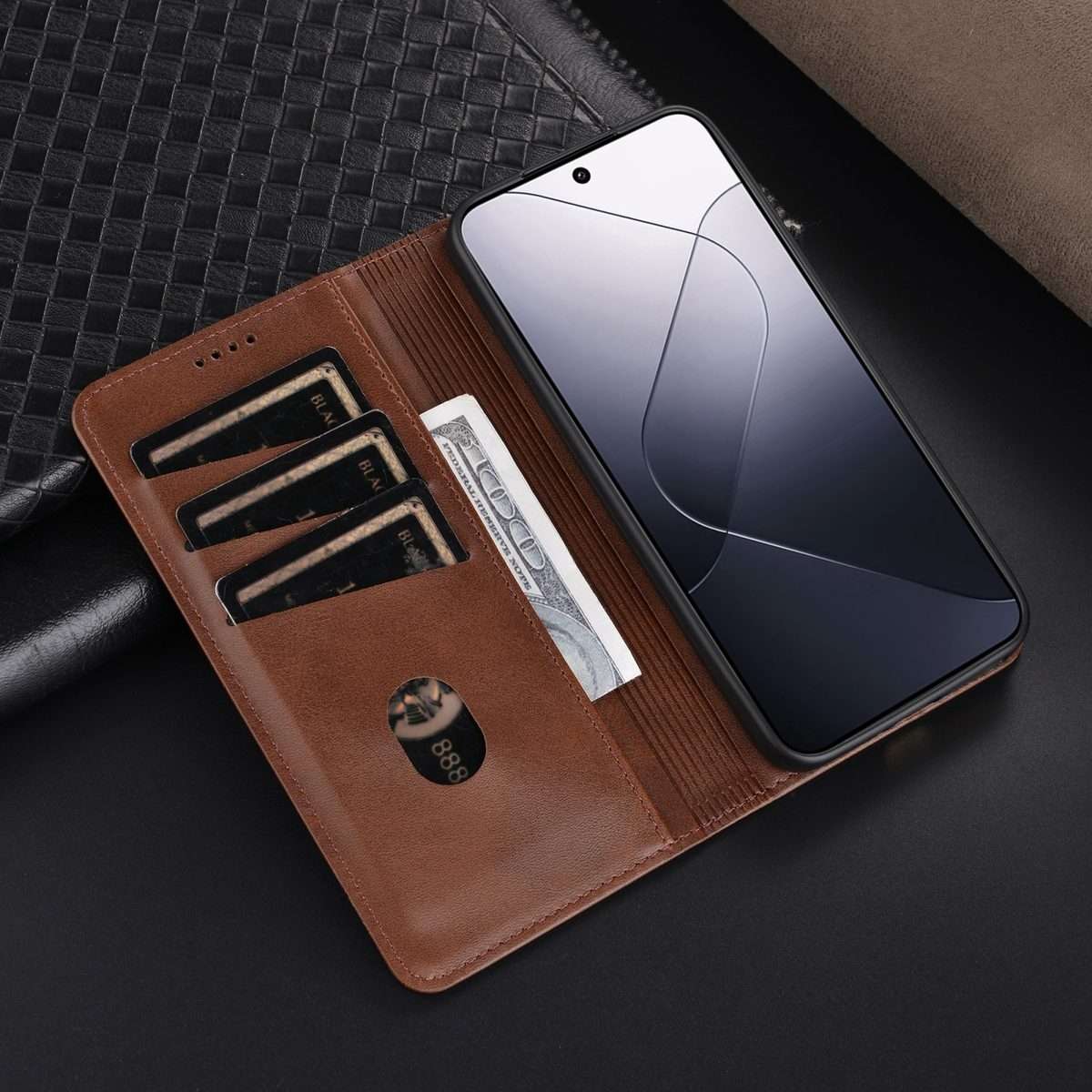 For Xiaomi 14 Pro AZNS Magnetic Calf Texture Flip Leather Phone Case(Dark Blue)