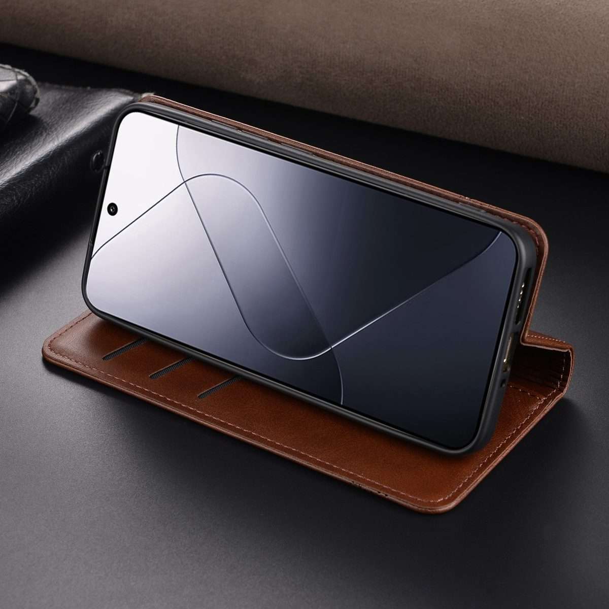 For Xiaomi 14 Pro AZNS Magnetic Calf Texture Flip Leather Phone Case(Dark Blue)