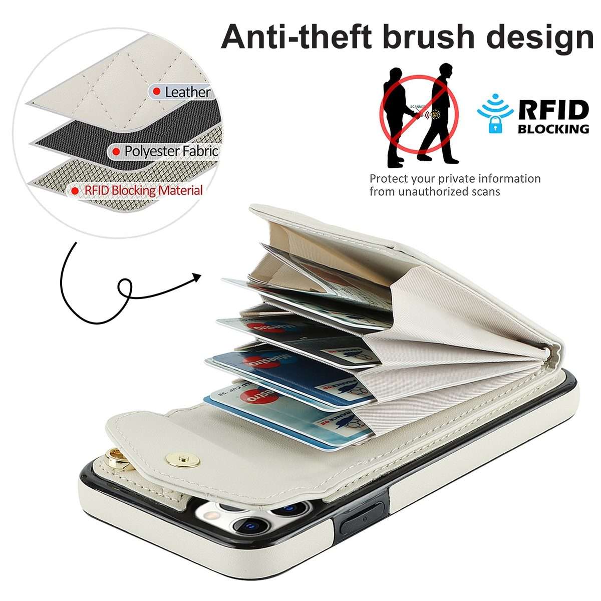 For iPhone 11 Pro Rhombic Texture Card Bag Phone Case with Long Lanyard(White)