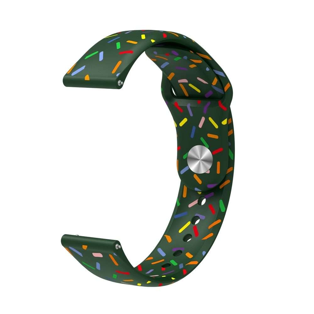 20mm Universal Reverse Buckle Colorful Oval Dot Pattern Silicone Watch Band(Dark Green)