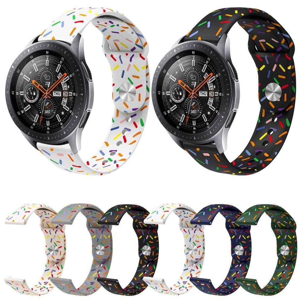 20mm Universal Reverse Buckle Colorful Oval Dot Pattern Silicone Watch Band(Dark Green)