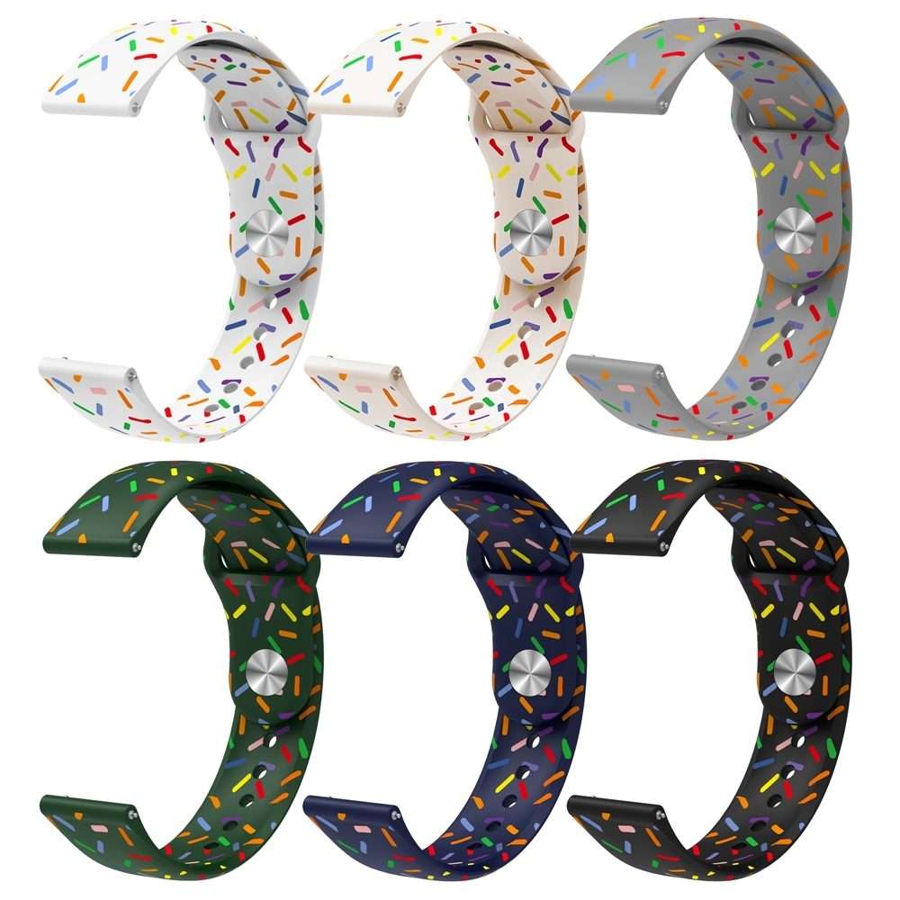 20mm Universal Reverse Buckle Colorful Oval Dot Pattern Silicone Watch Band(Grey)