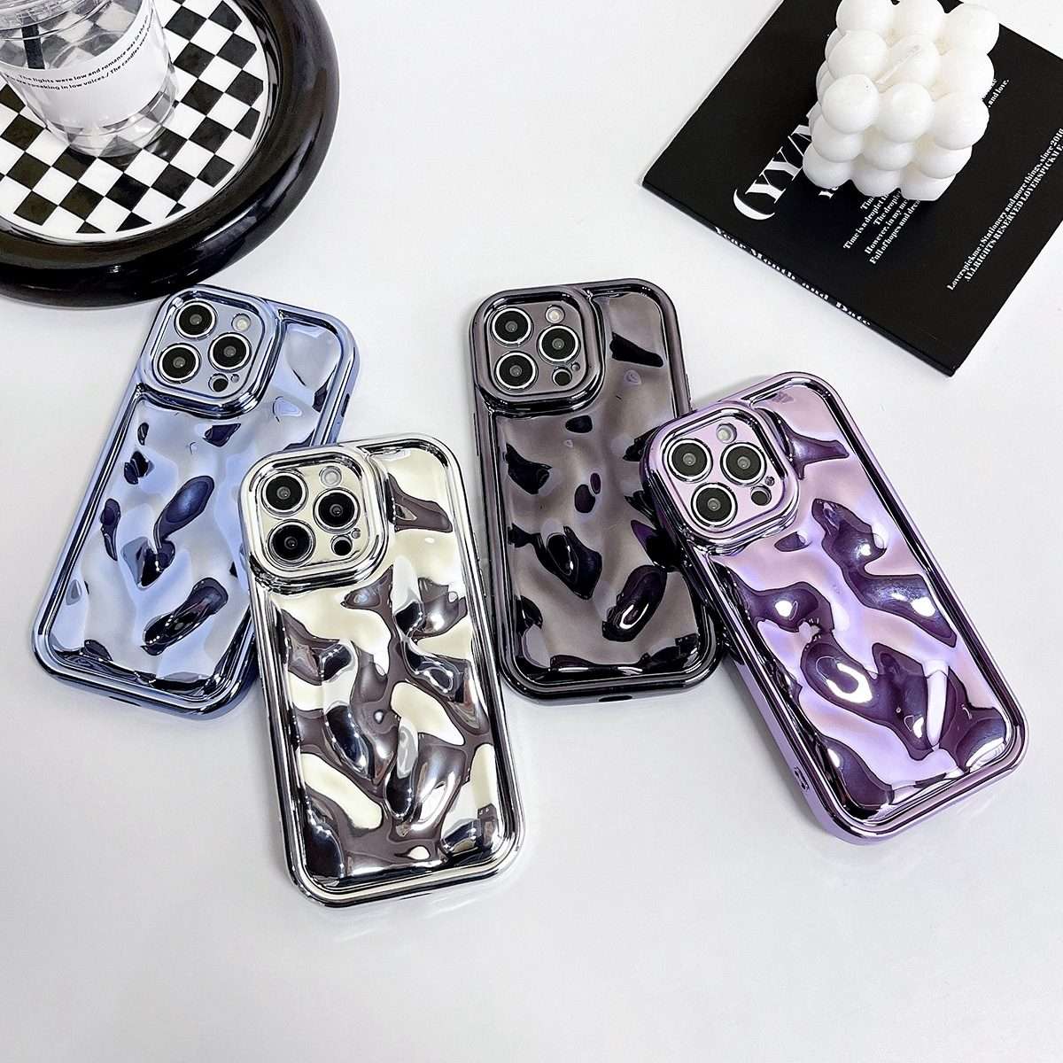 For iPhone 16 Pro Electroplating Meteorite Texture TPU Phone Case(Blue)
