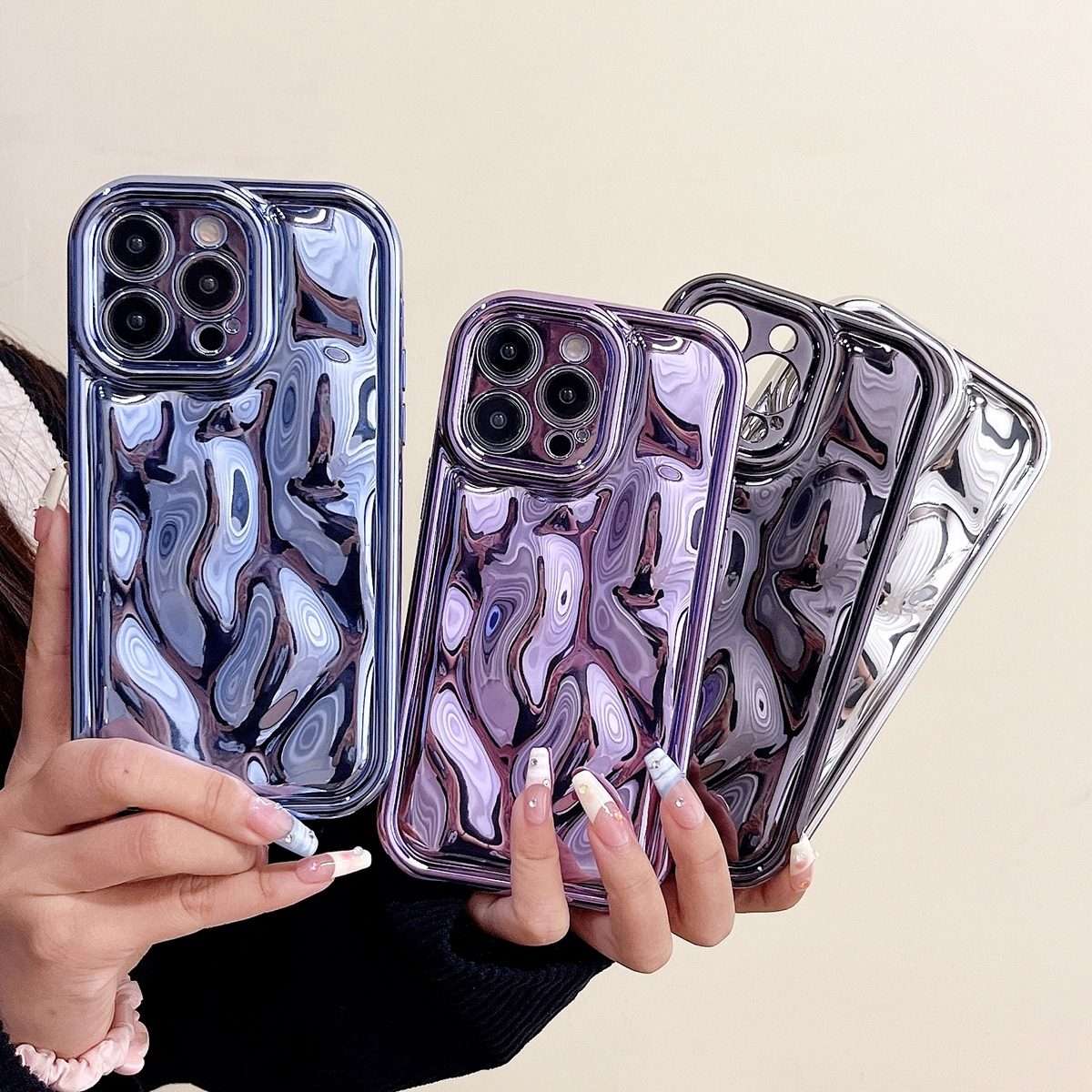 For iPhone 16 Pro Electroplating Meteorite Texture TPU Phone Case(Blue)