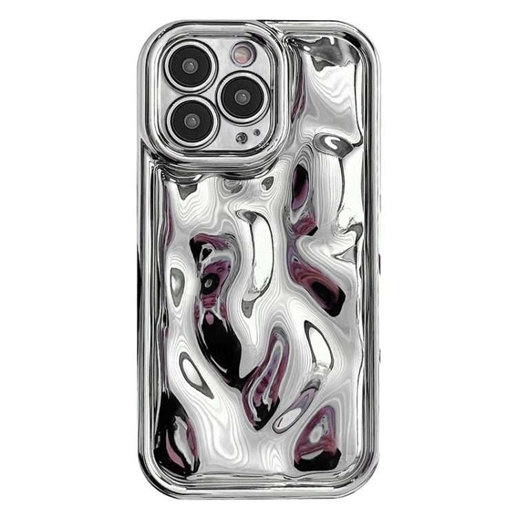 For iPhone 16 Pro Electroplating Meteorite Texture TPU Phone Case(Silver)