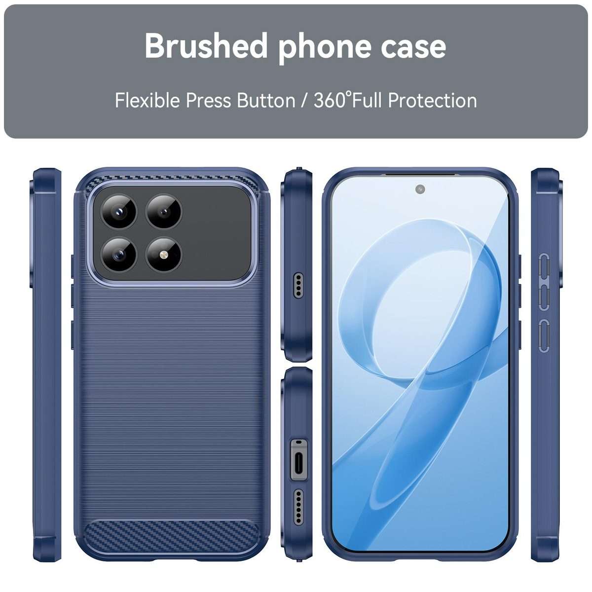 For Redmi K90 / Poco F8 Pro Carbon Fiber Brushed Texture TPU Phone Case(Blue)