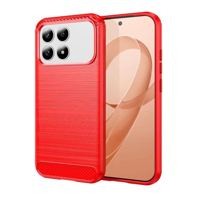 For Redmi K90 / Poco F8 Pro Carbon Fiber Brushed Texture TPU Phone Case(Red)
