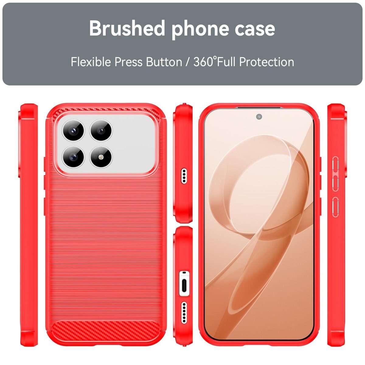 For Redmi K90 / Poco F8 Pro Carbon Fiber Brushed Texture TPU Phone Case(Red)
