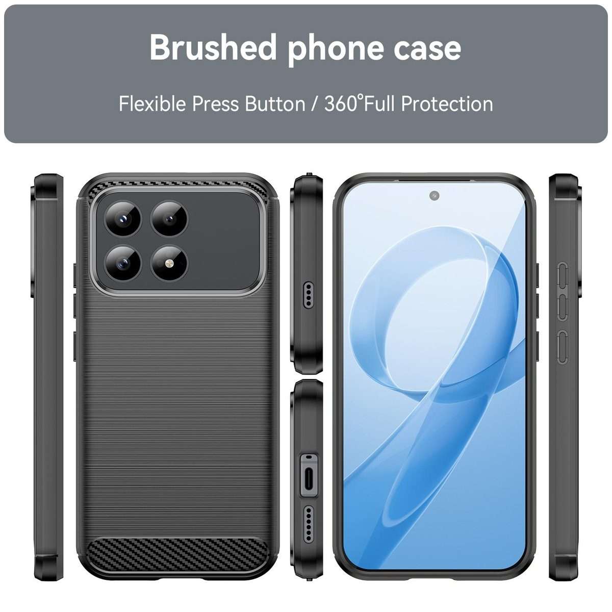 For Redmi K90 / Poco F8 Pro Carbon Fiber Brushed Texture TPU Phone Case(Black)