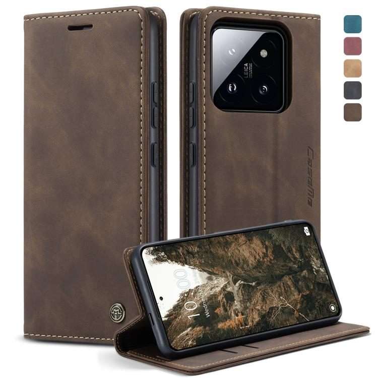 For Xiaomi 14 Pro CaseMe 013 Multifunctional Horizontal Flip Leather Phone Case(Coffee)