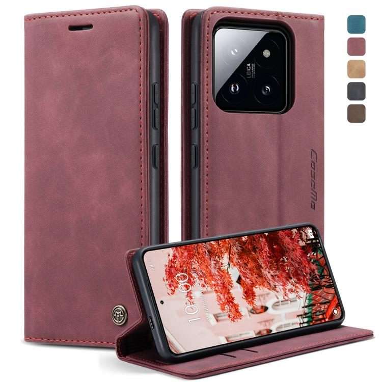 For Xiaomi 14 Pro CaseMe 013 Multifunctional Horizontal Flip Leather Phone Case(Wine Red)