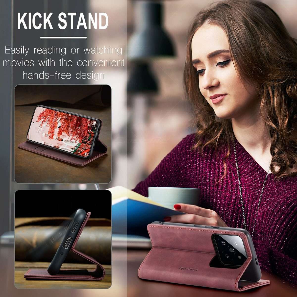 For Xiaomi 14 Pro CaseMe 013 Multifunctional Horizontal Flip Leather Phone Case(Wine Red)