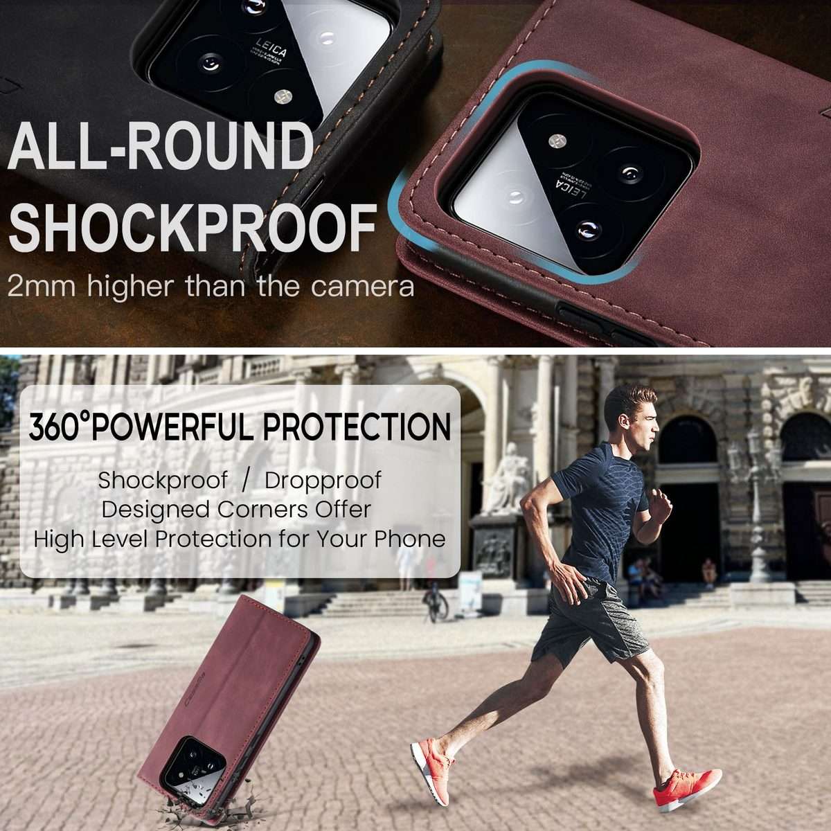 For Xiaomi 14 Pro CaseMe 013 Multifunctional Horizontal Flip Leather Phone Case(Wine Red)