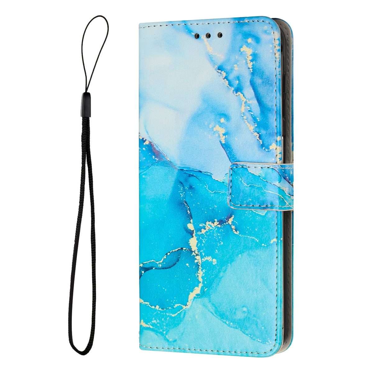 For Redmi Note 14 Pro 5G Global Painted Marble Pattern Leather Phone Case(Blue Green)
