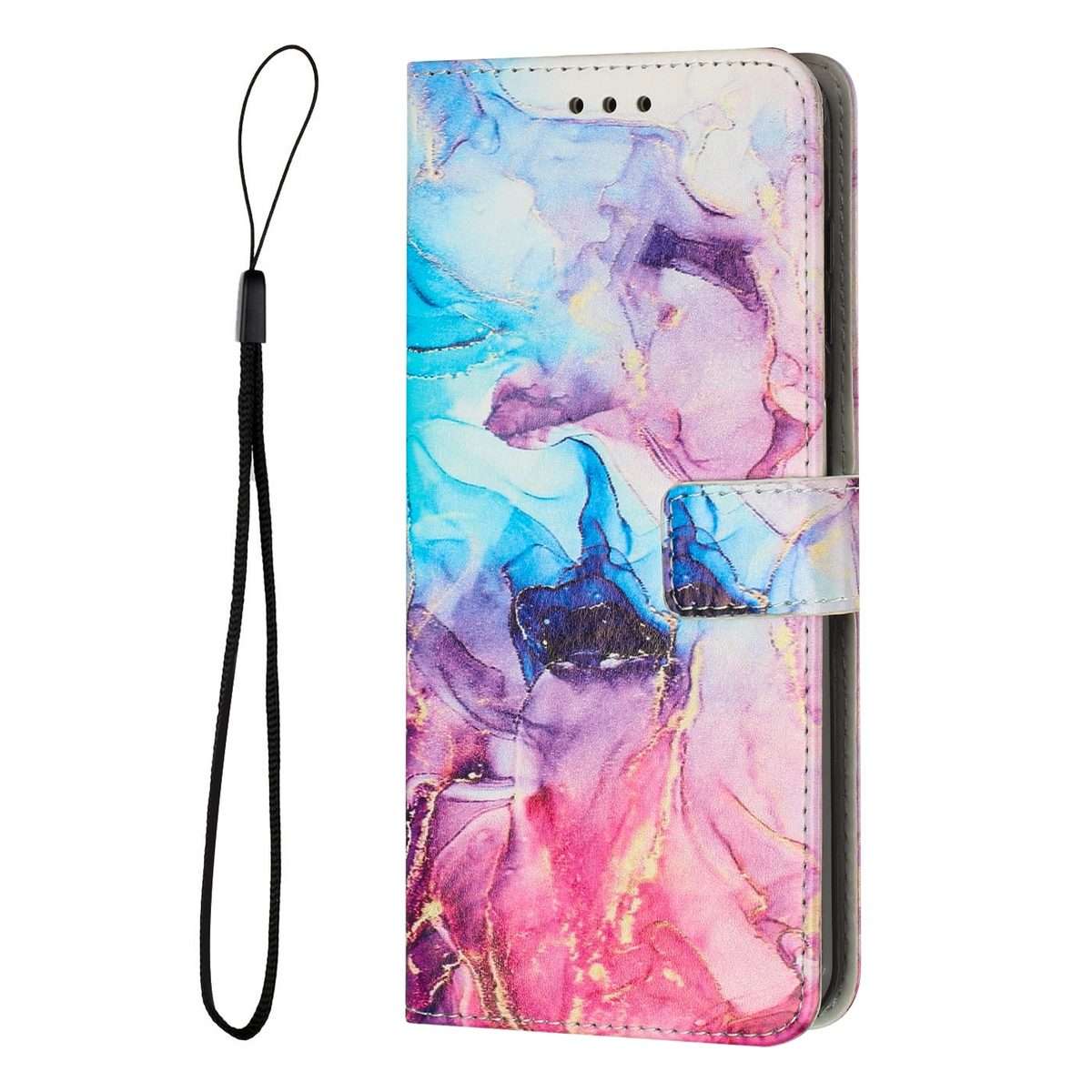 For Redmi Note 14 Pro 5G Global Painted Marble Pattern Leather Phone Case(Pink Purple)