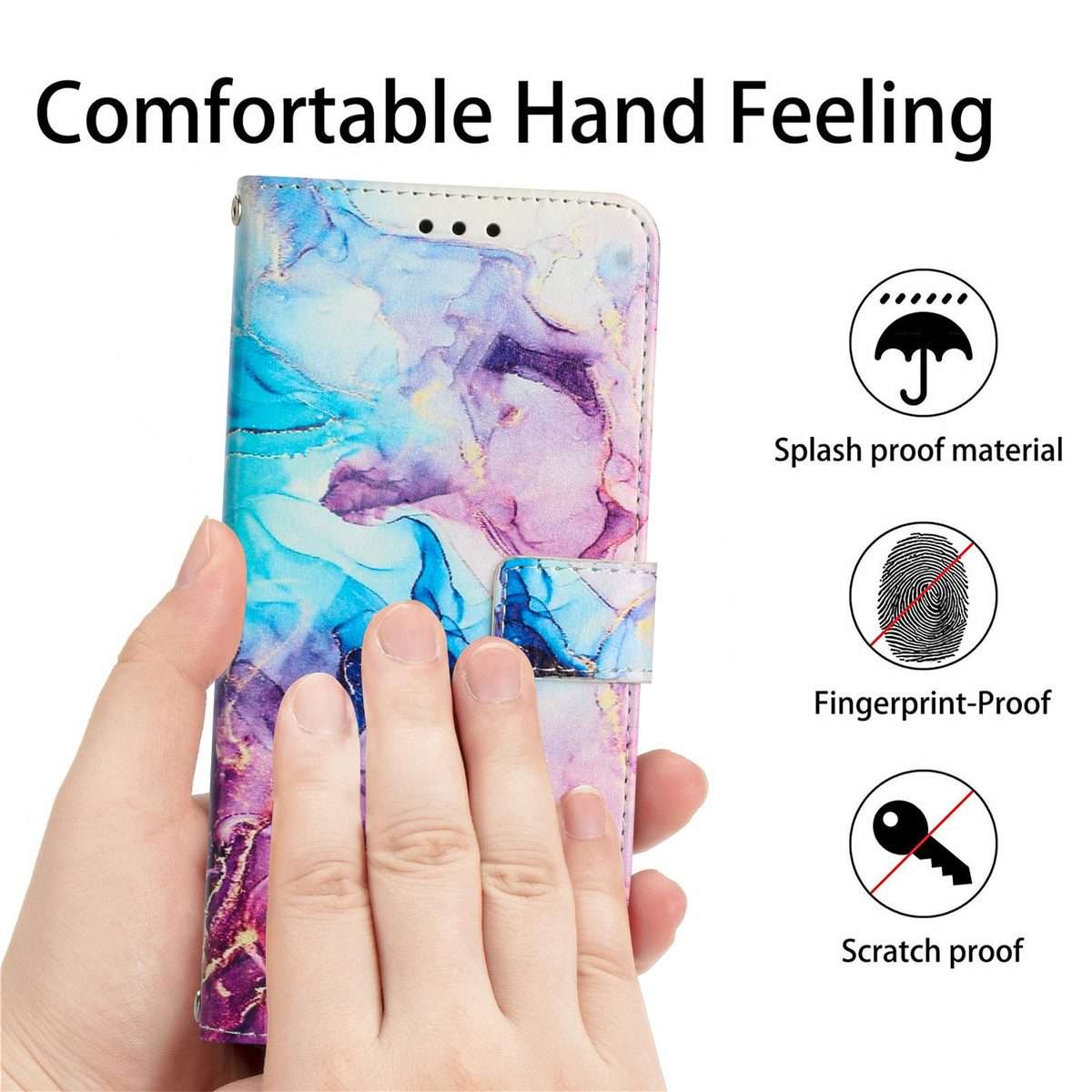 For Redmi Note 14 Pro 5G Global Painted Marble Pattern Leather Phone Case(Pink Purple)