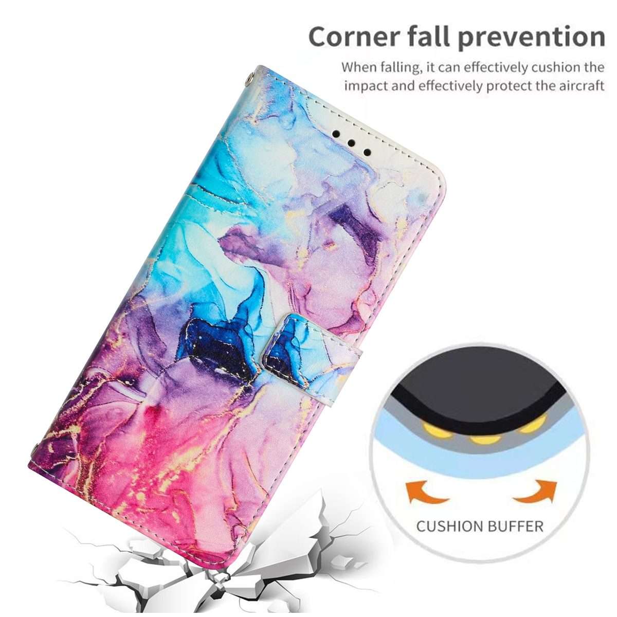 For Redmi Note 14 Pro 5G Global Painted Marble Pattern Leather Phone Case(Pink Purple)