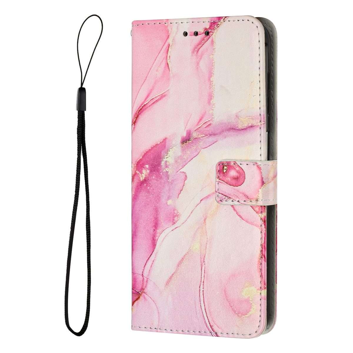 For Redmi Note 14 Pro 5G Global Painted Marble Pattern Leather Phone Case(Rose Gold)
