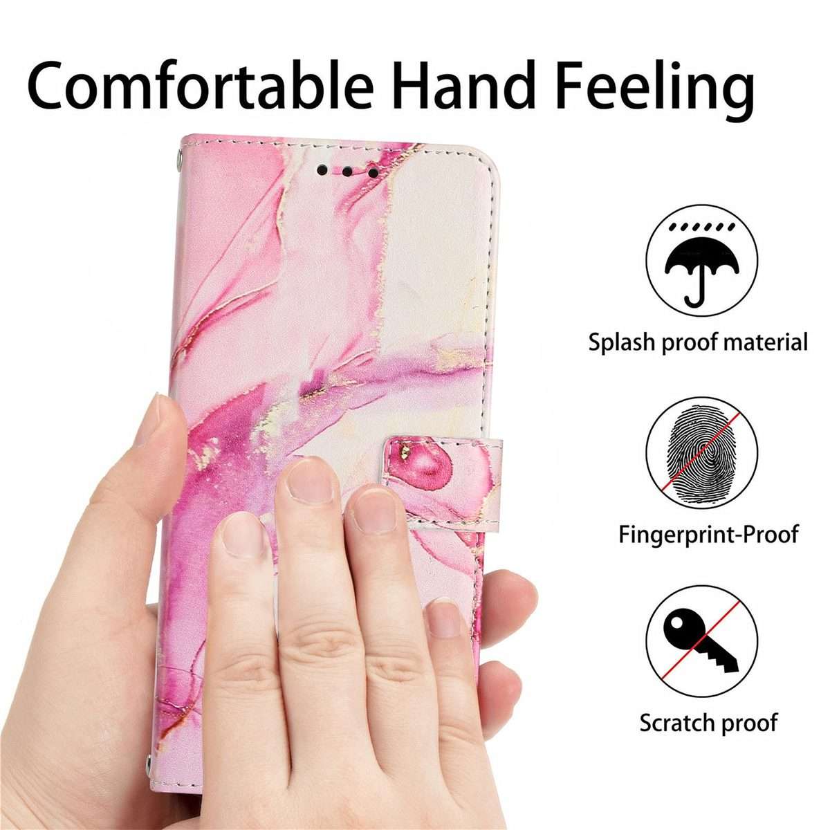 For Redmi Note 14 Pro 5G Global Painted Marble Pattern Leather Phone Case(Rose Gold)