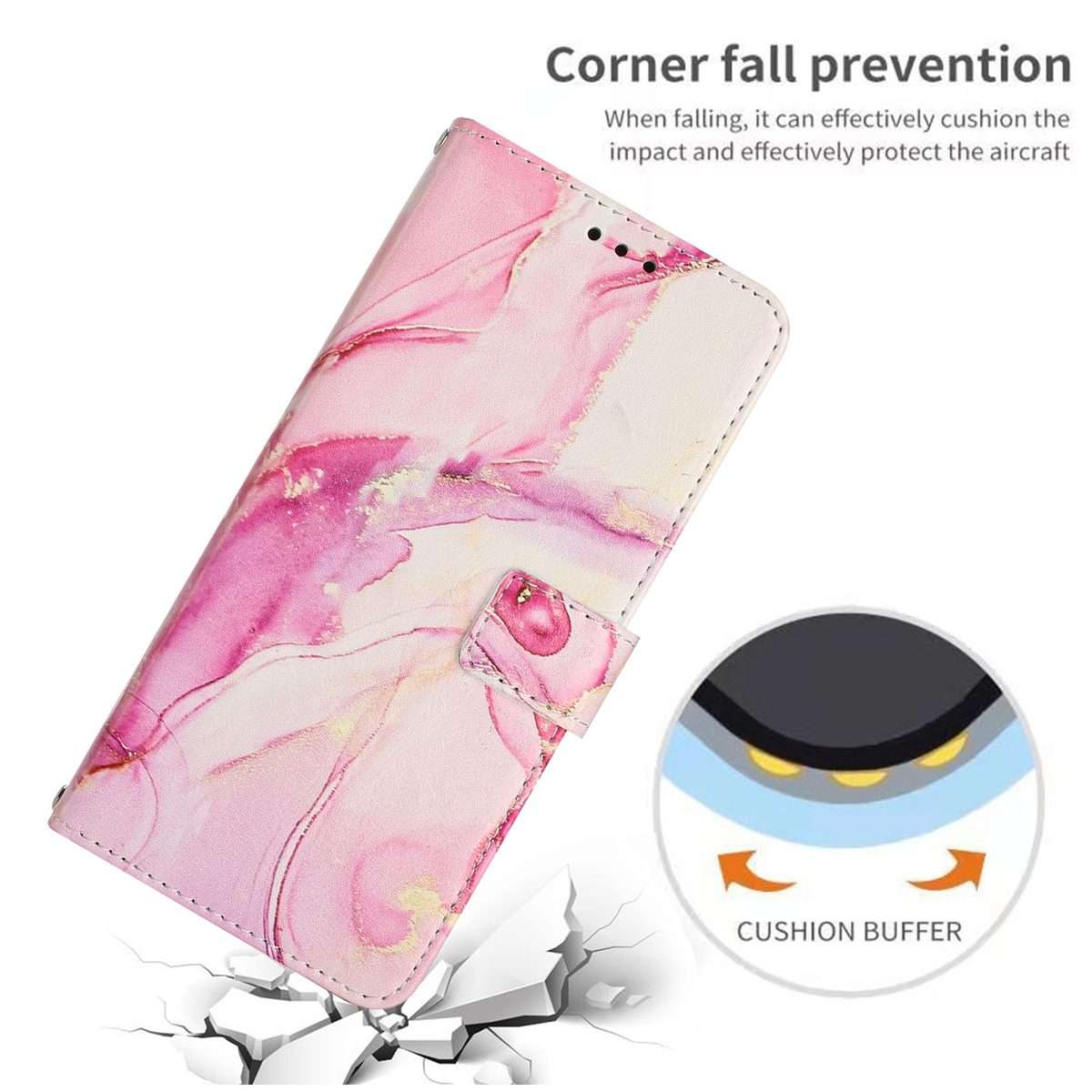 For Redmi Note 14 Pro 5G Global Painted Marble Pattern Leather Phone Case(Rose Gold)