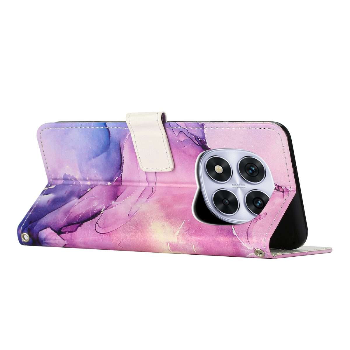 For Redmi Note 14 Pro 5G Global Painted Marble Pattern Leather Phone Case(Purple)