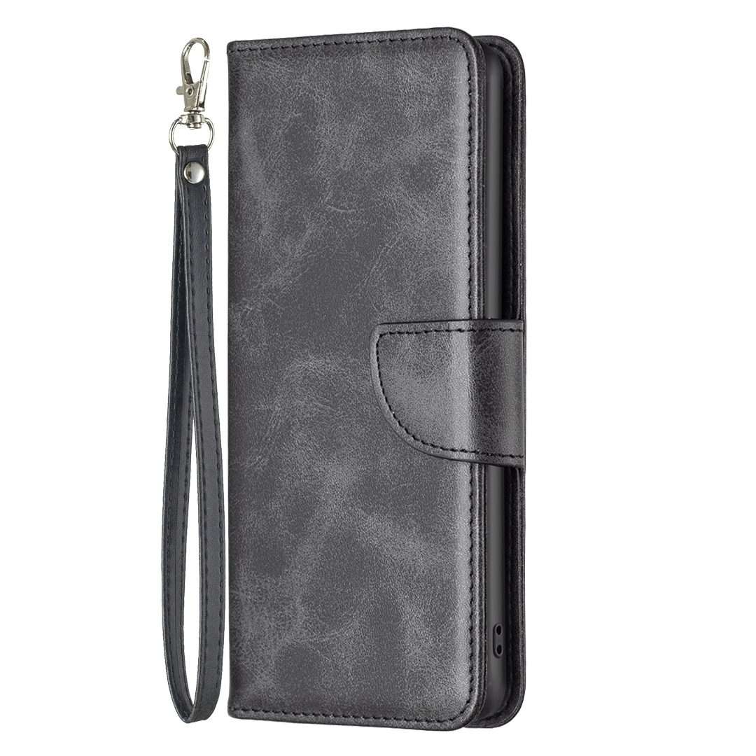 For iPhone 15 Pro Max Lambskin Texture Pure Color Flip Leather Phone Case(Black)