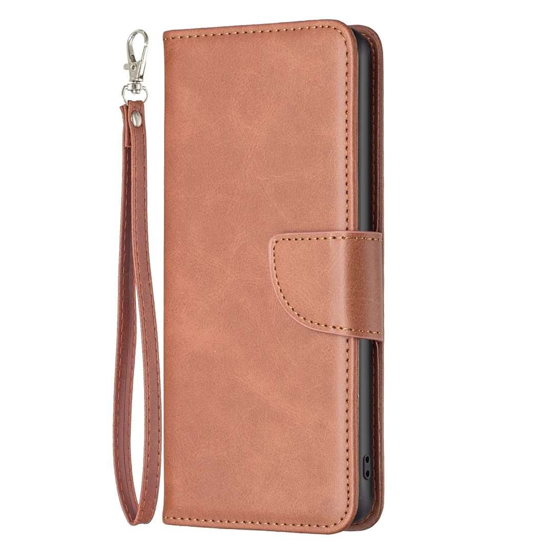 For iPhone 15 Pro Max Lambskin Texture Pure Color Flip Leather Phone Case(Brown)