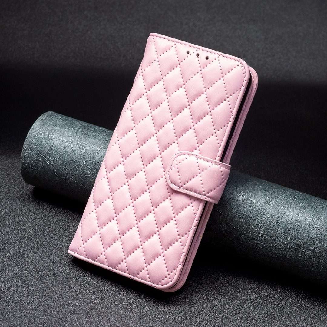 For iPhone 16 Pro Max Diamond Lattice Wallet Flip Leather Phone Case(Pink)