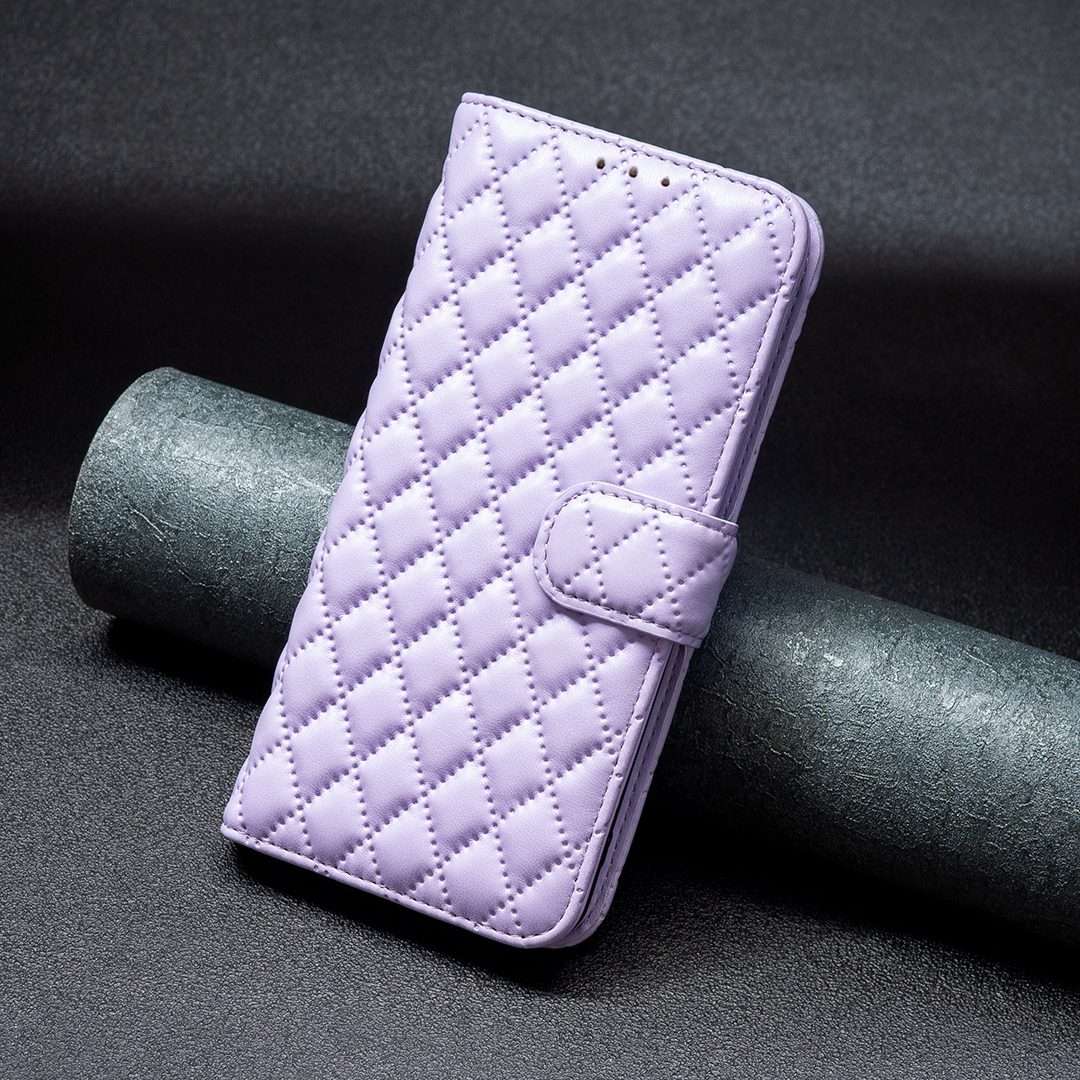 For iPhone 16 Pro Max Diamond Lattice Wallet Flip Leather Phone Case(Purple)