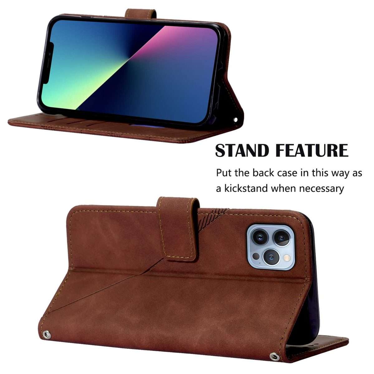 For iPhone 15 Pro Max Crossbody 3D Embossed Flip Leather Phone Case(Brown)