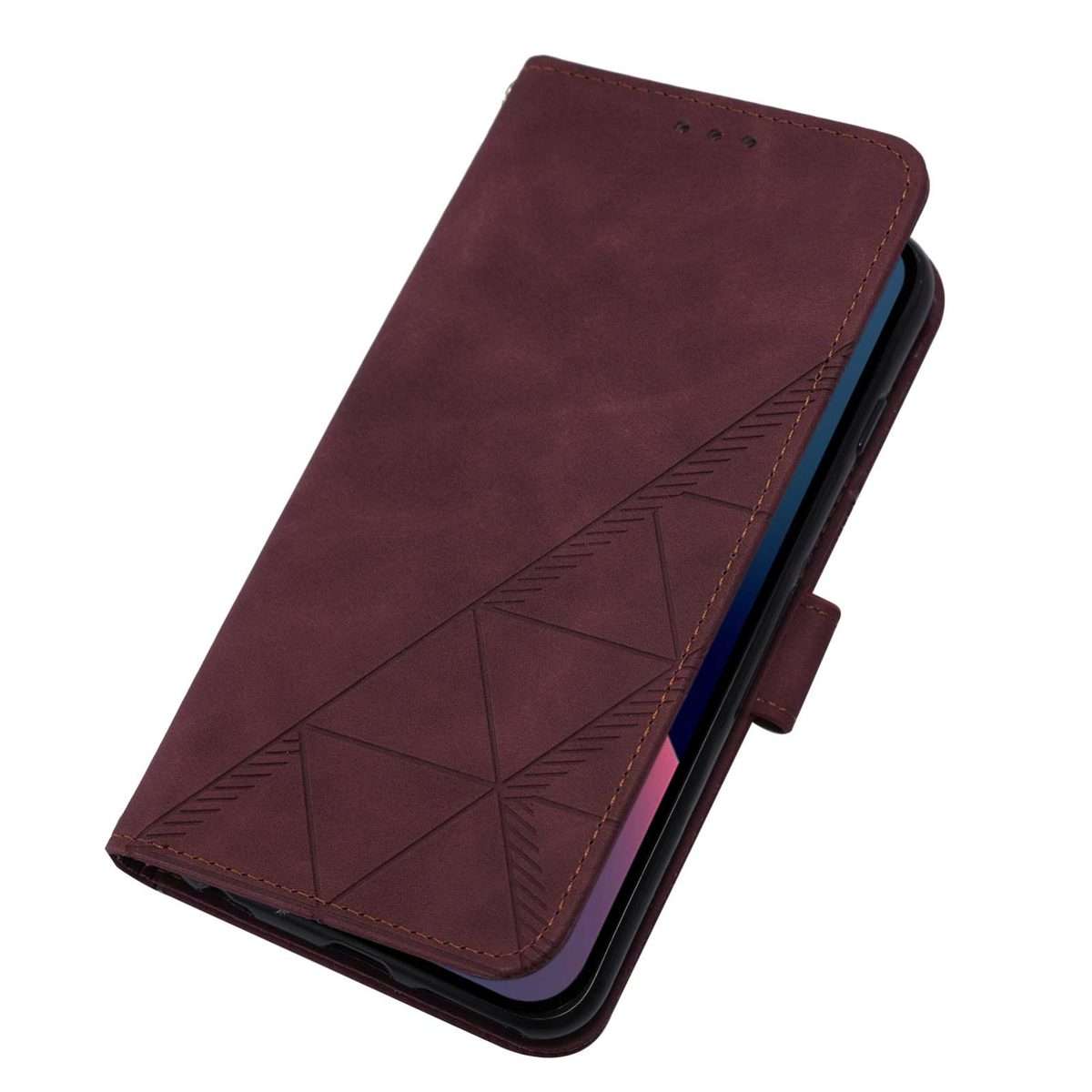 For iPhone 15 Pro Max Crossbody 3D Embossed Flip Leather Phone Case(Wine Red)
