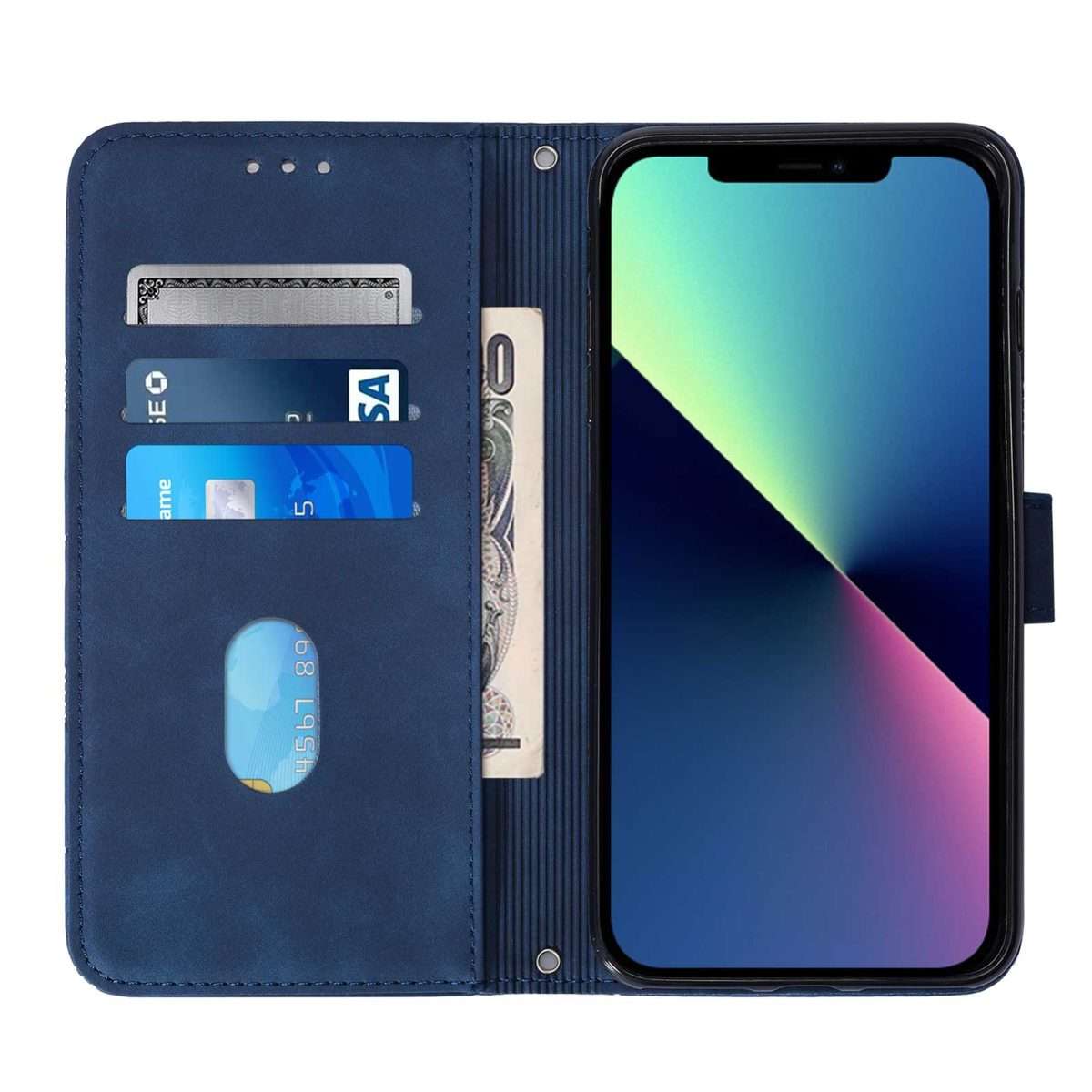 For iPhone 15 Pro Crossbody 3D Embossed Flip Leather Phone Case(Blue)