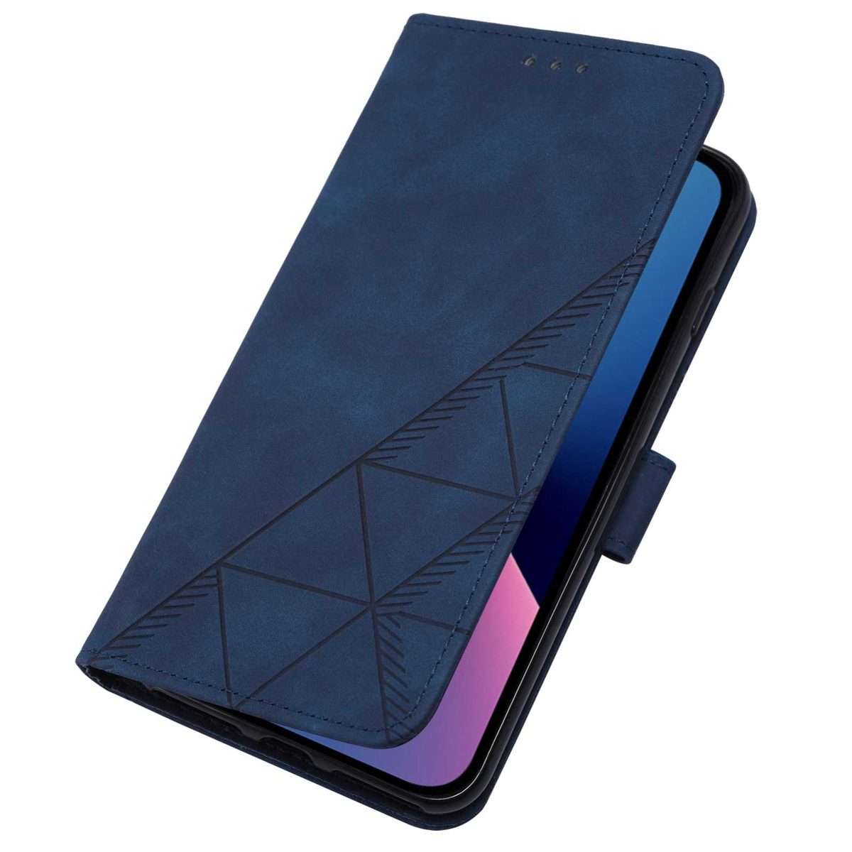 For iPhone 15 Pro Crossbody 3D Embossed Flip Leather Phone Case(Blue)